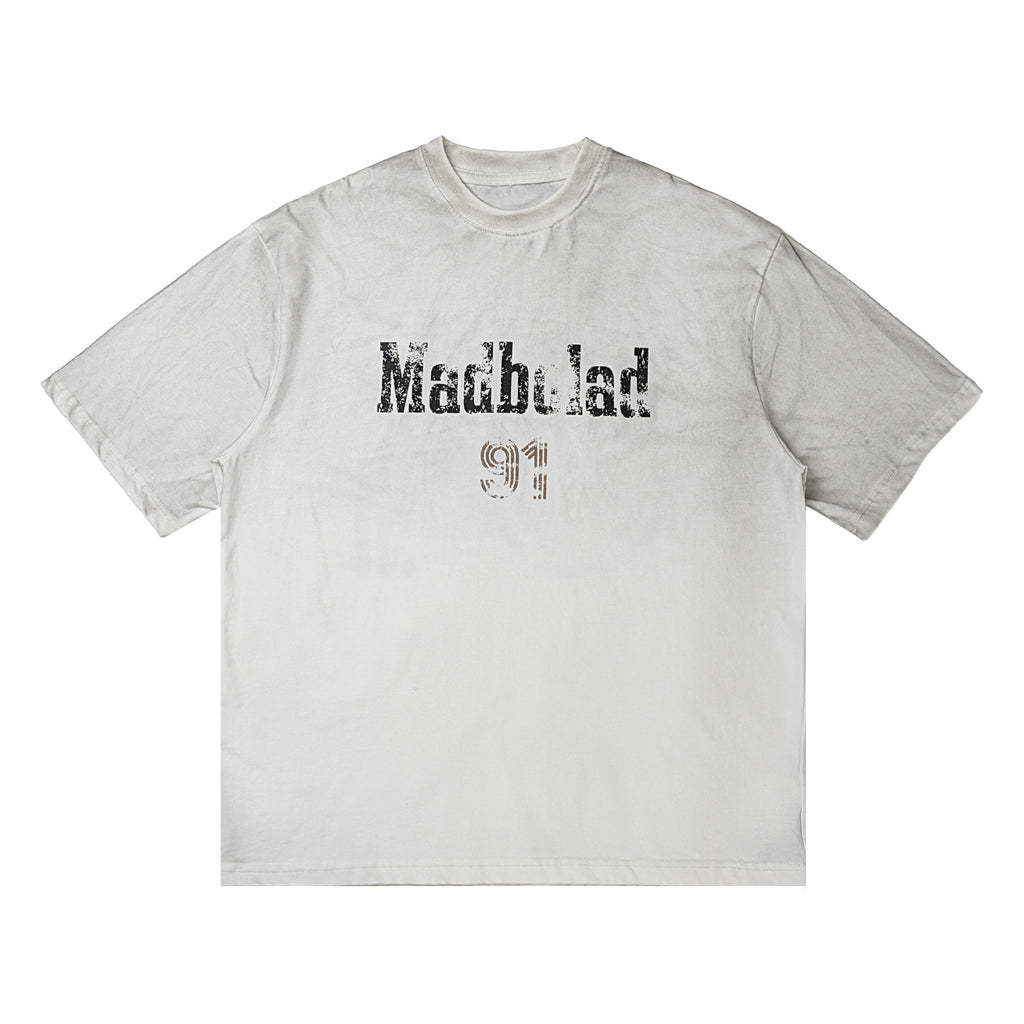 S0265 American retro distressed style loose T-shirt