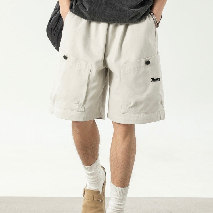 P0132 Japanese letter embroidery large pocket work shorts