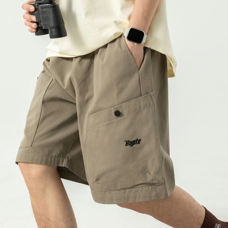 P0132 Japanese letter embroidery large pocket work shorts