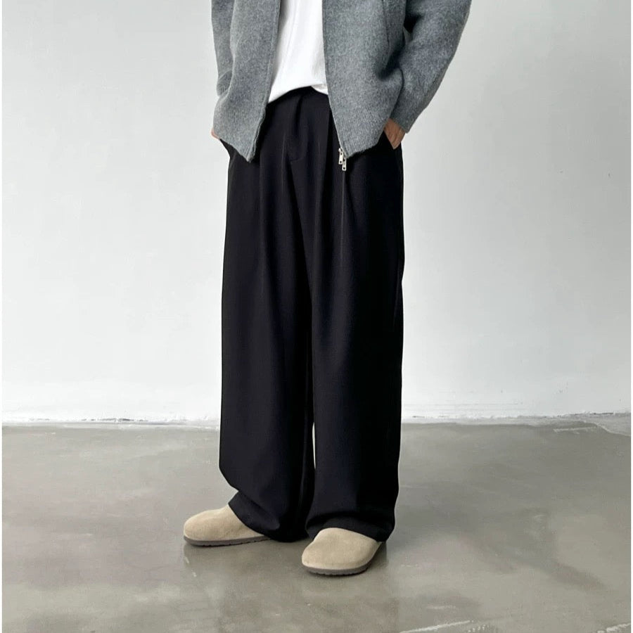 P0137 Japanese retro drape double pleated suit pants wide-leg casual pants