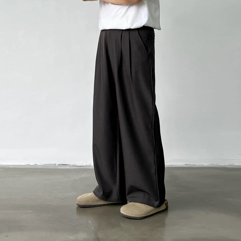 P0137 Japanese retro drape double pleated suit pants wide-leg casual pants