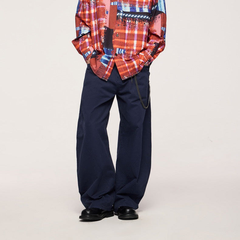 P0138 Japanese retro drape double pleated suit pants wide-leg casual pants