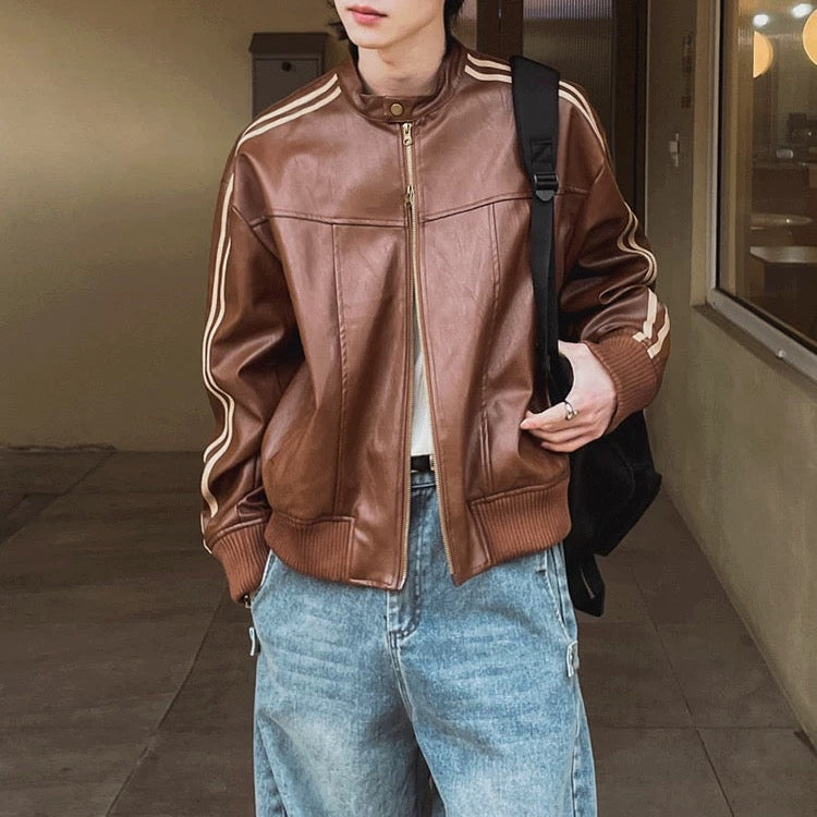 S0278 Korean style trendy motorcycle leather jacket