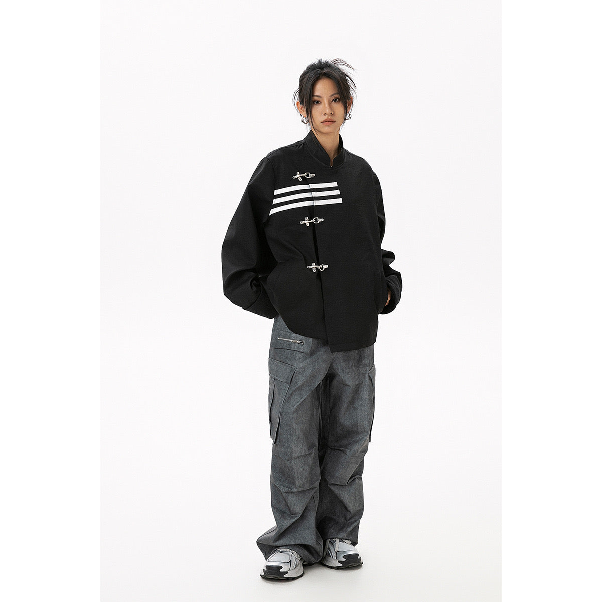 S0280 Retro Casual Suit Three-bar Stand-up Collar Jacket