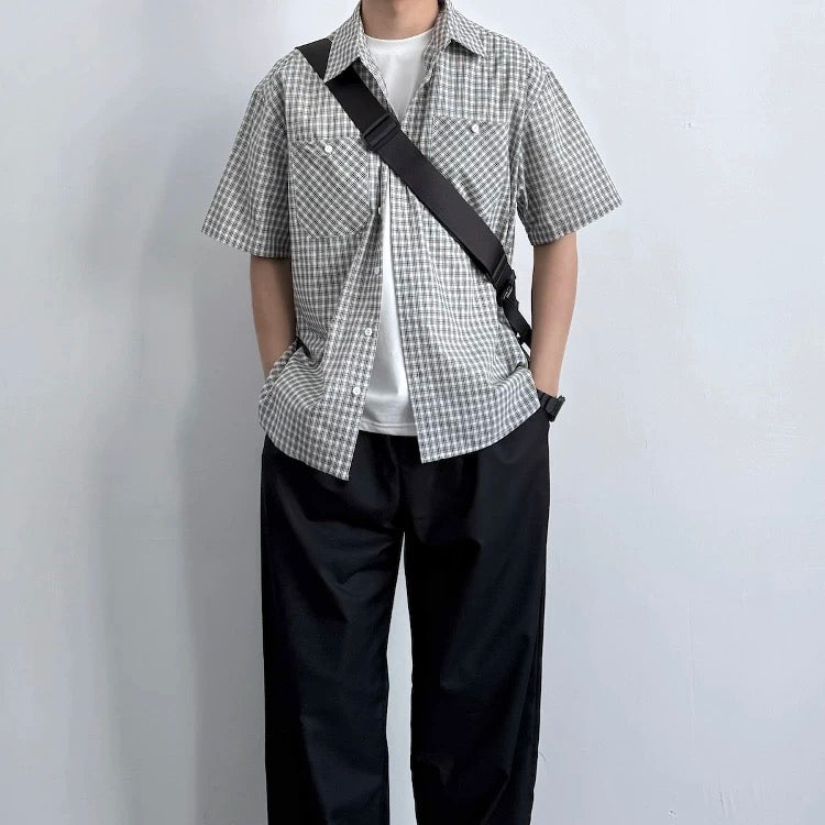 S0288 Japanese cityboy silhouette pocket stitching workwear short-sleeved