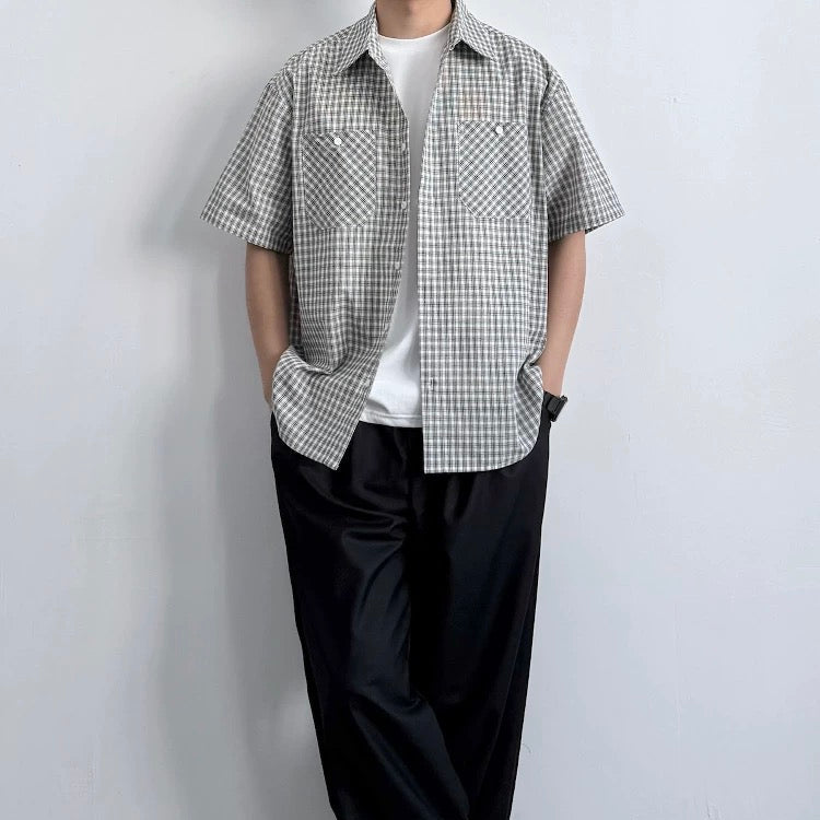S0288 Japanese cityboy silhouette pocket stitching workwear short-sleeved