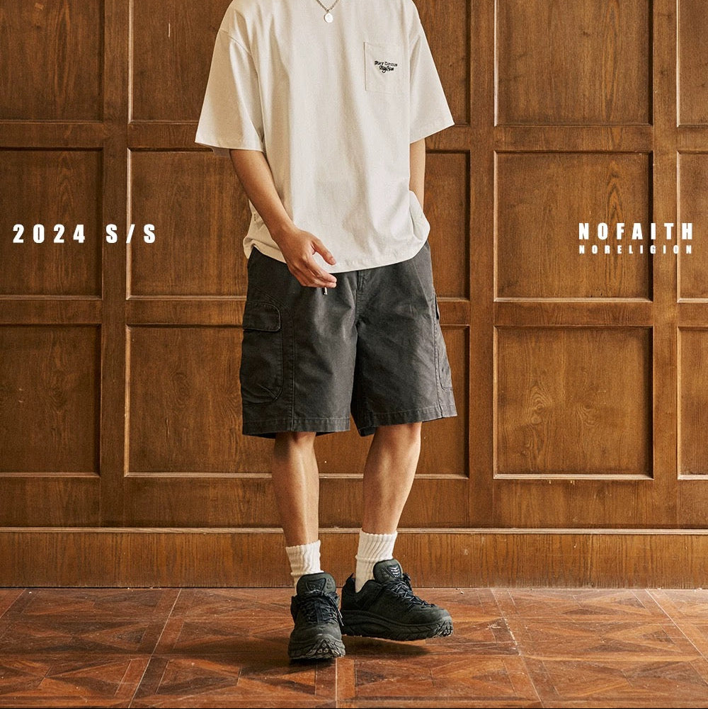 P0148 AIMATARGET Retro washed large pocket Cargo shorts