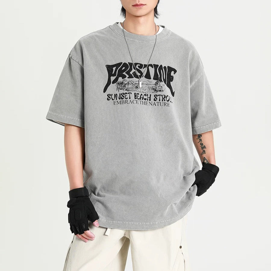 S0299 REKNAT American retro 320g heavy cotton t-shirt