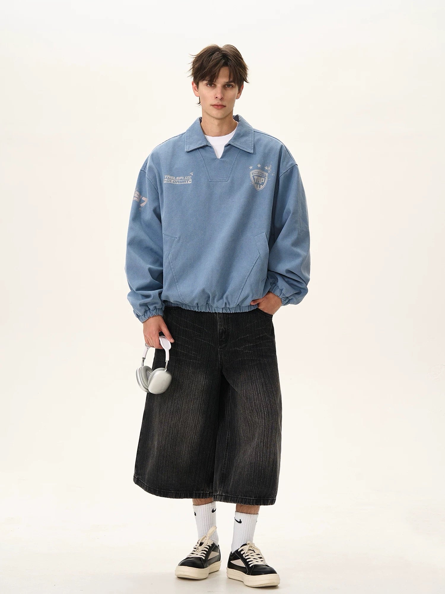 S0306 American trendy brand v-neck sports style ball suit top sweater