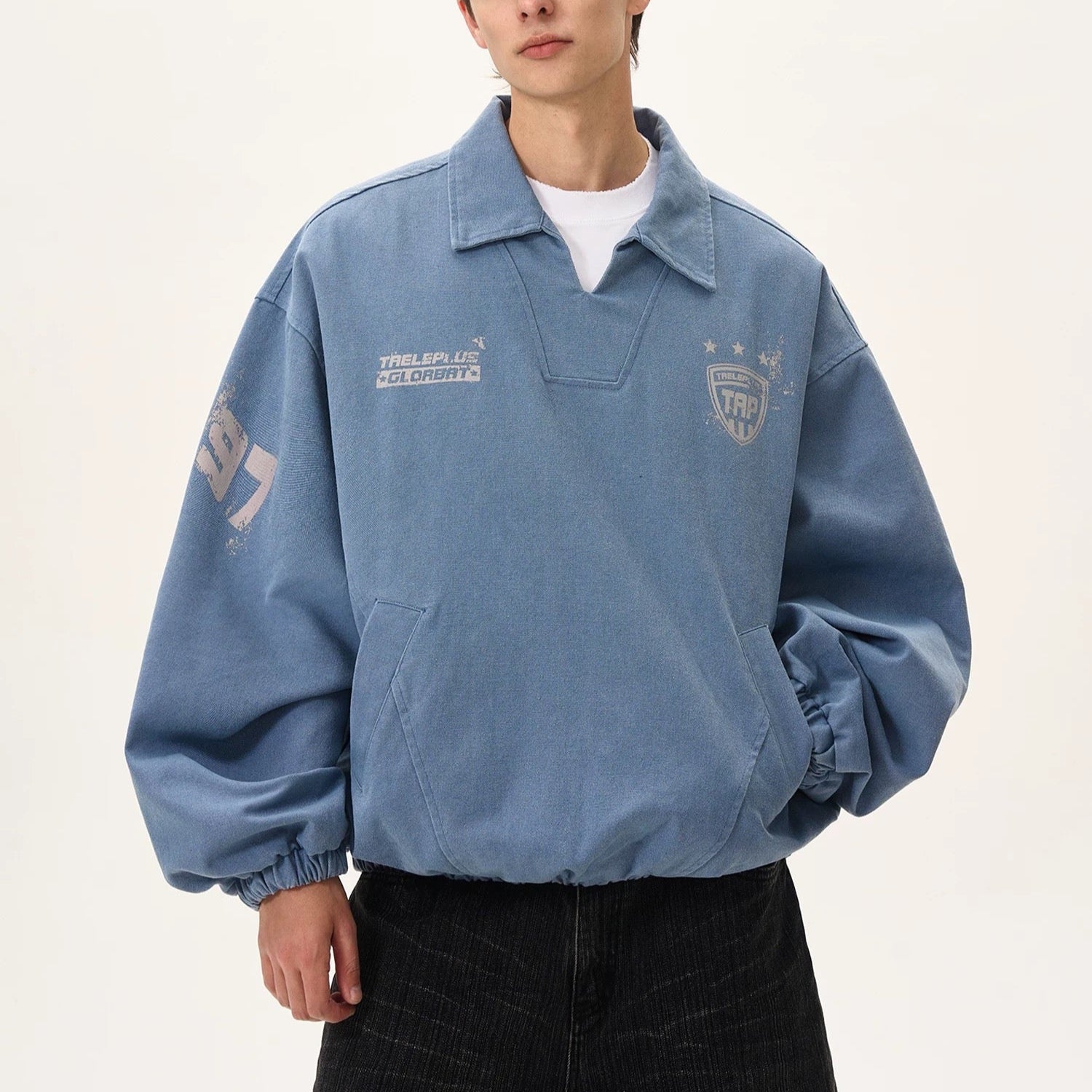 S0306 American trendy brand v-neck sports style ball suit top sweater