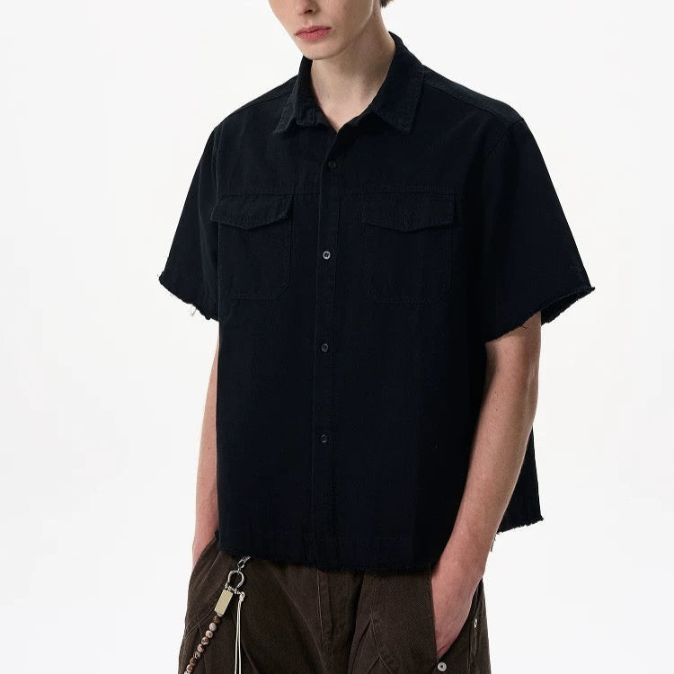 S0308 American cleanfit short wide boxy version workwear pocket shirt