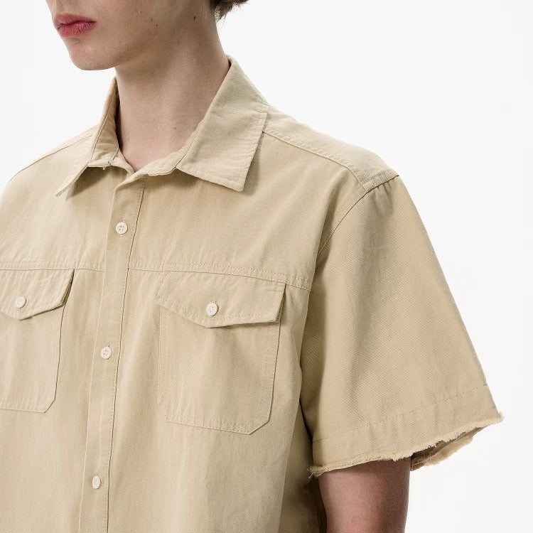 S0308 American cleanfit short wide boxy version workwear pocket shirt