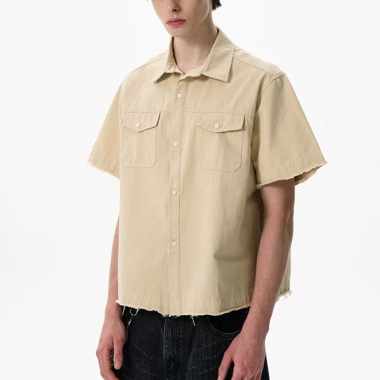 S0308 American cleanfit short wide boxy version workwear pocket shirt