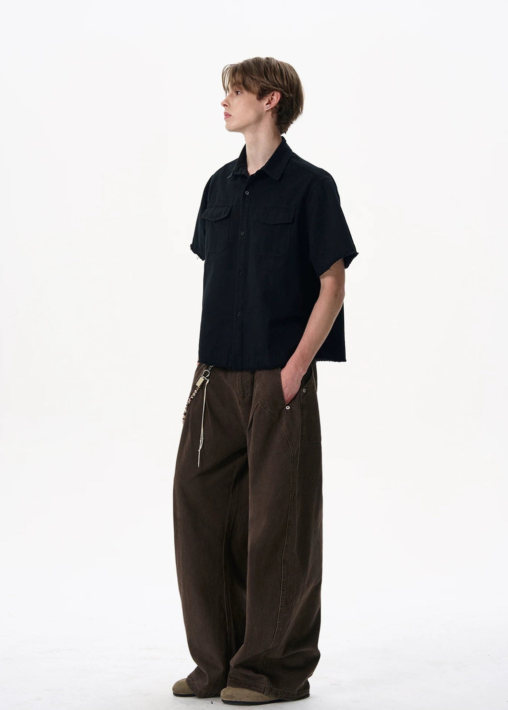 S0308 American cleanfit short wide boxy version workwear pocket shirt