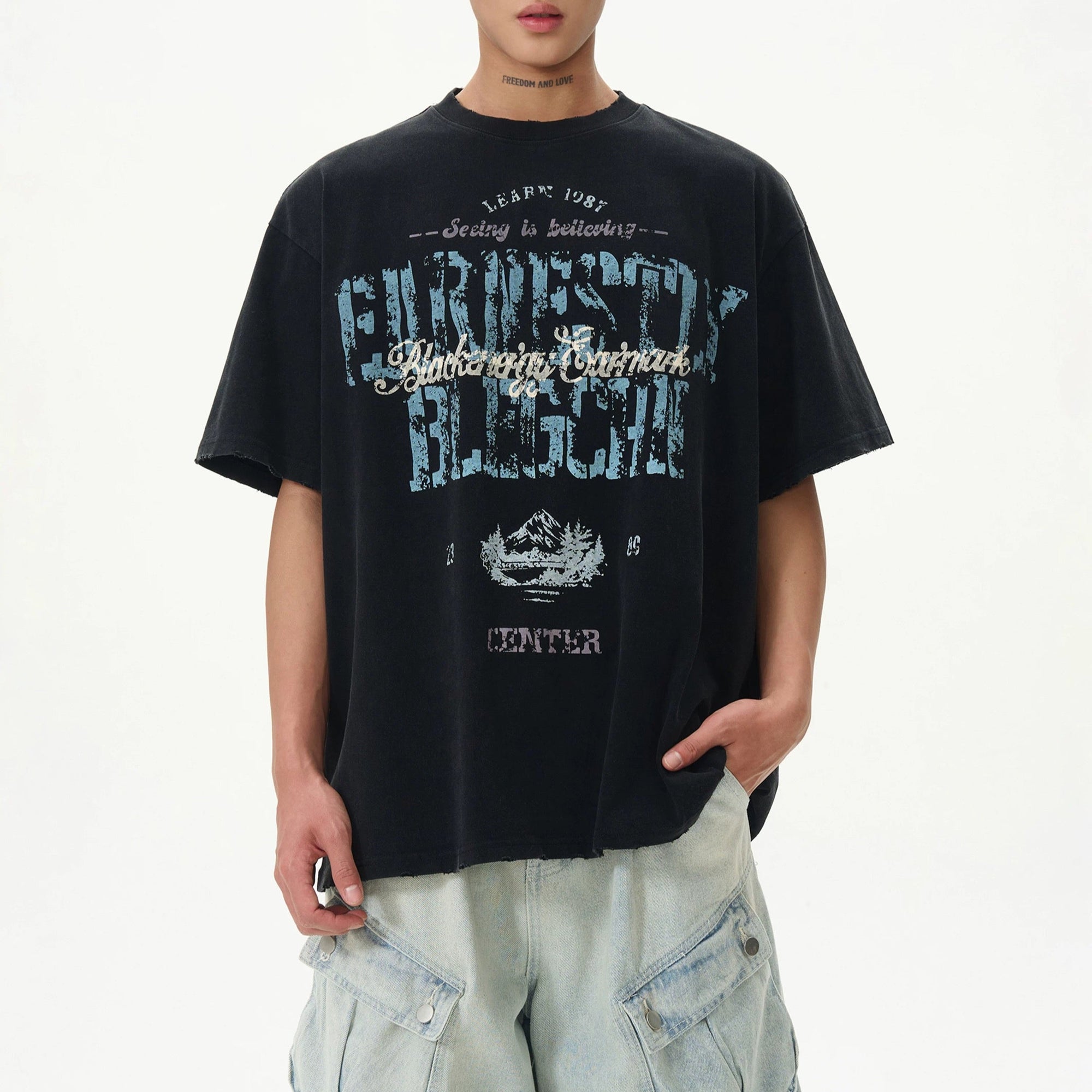 S0311 American Street Trend High Quality Printed Short Sleeve T-shirt