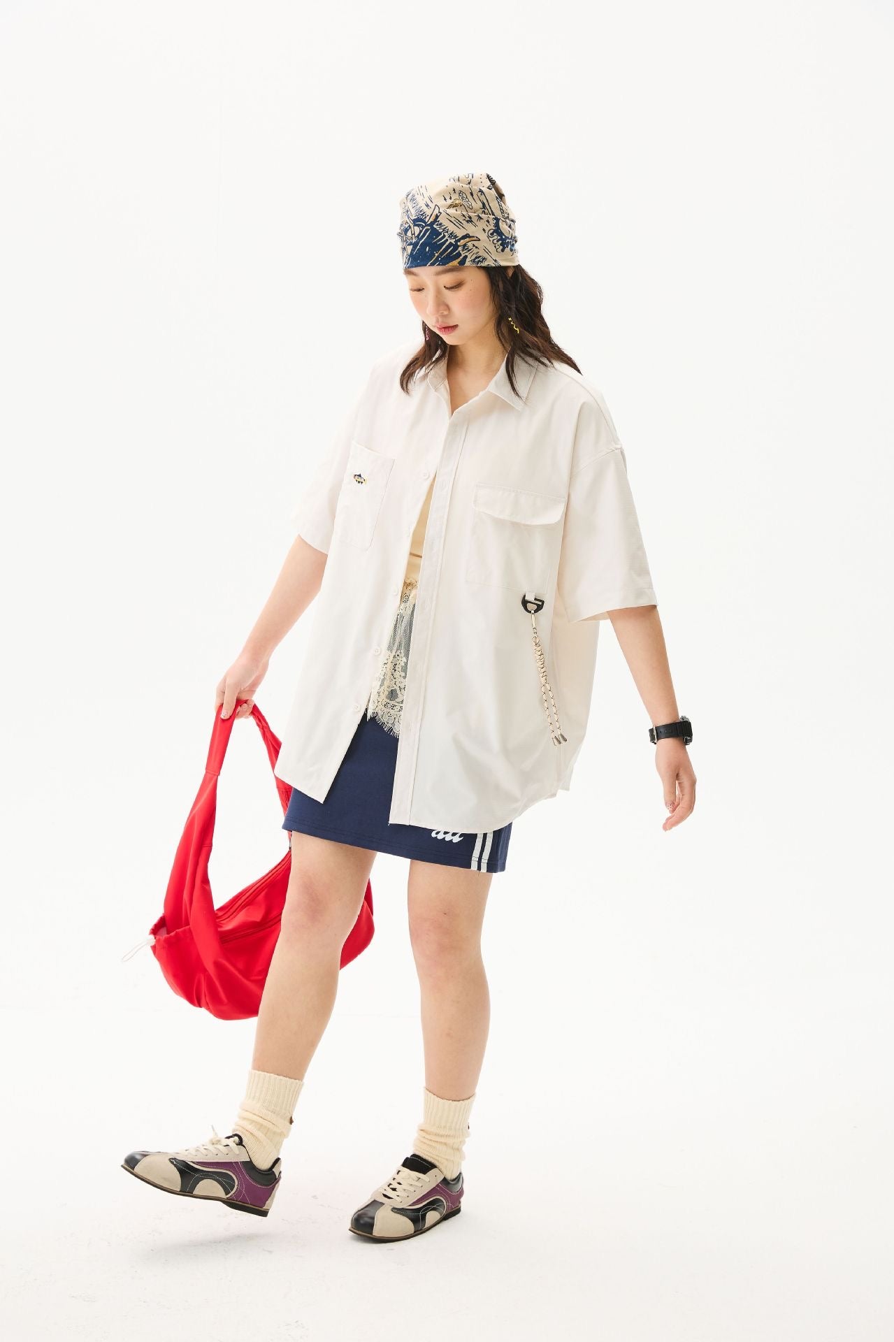 S0312 Japanese CITYBOY Retro Multi-pocket Embroidery Workwear Short Sleeve Shirt