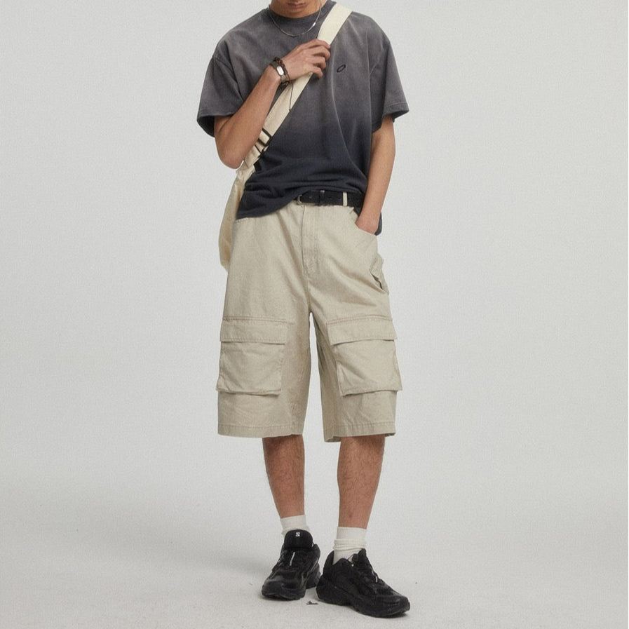 P0158 Japanese style Vintage large pocket cargo shorts