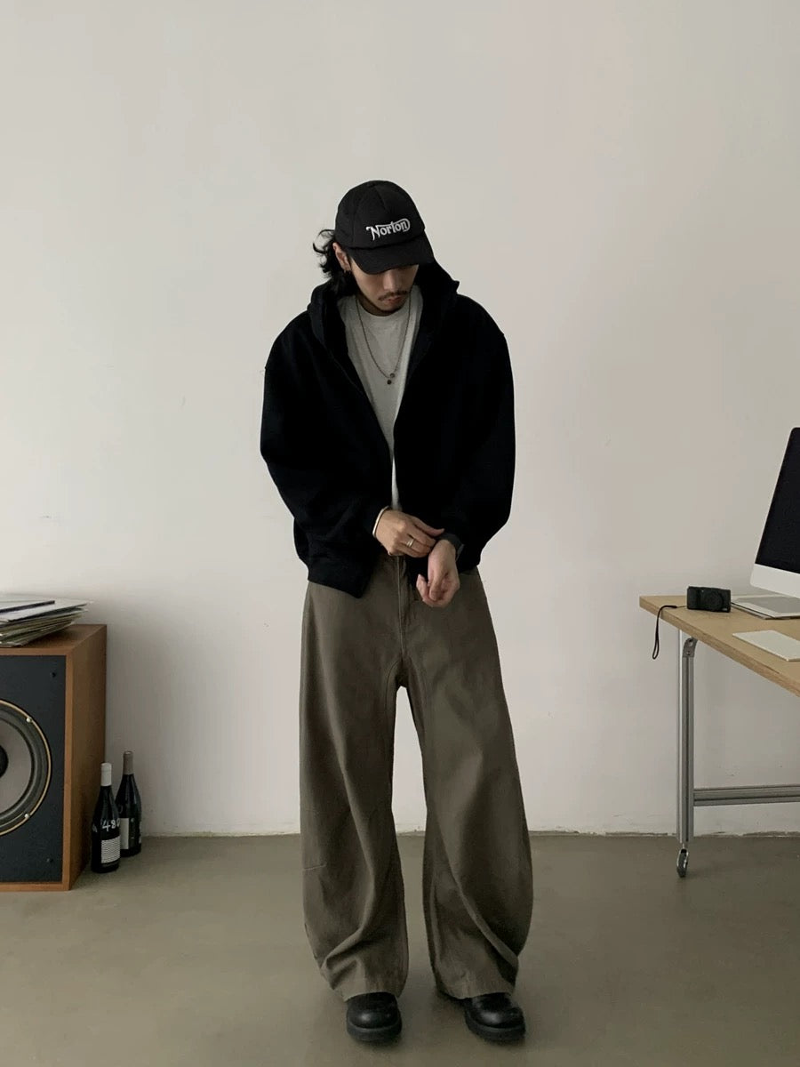 P0160 American oversized wide-leg denim scimitar pants