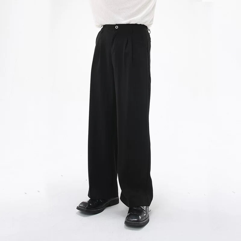 P0115 Korean style loose and personalized simple drapey straight casual trousers