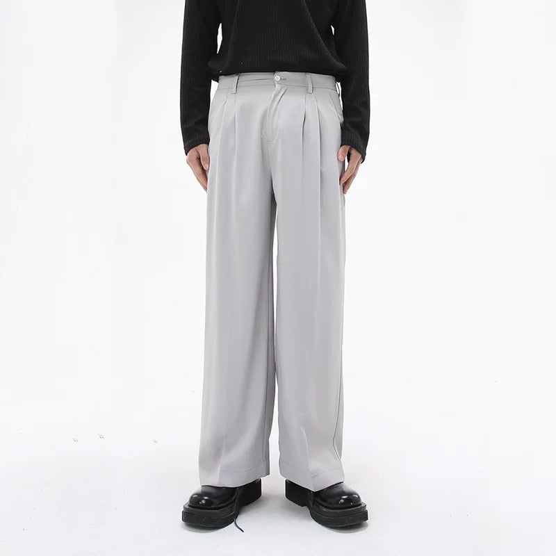 P0115 Korean style loose and personalized simple drapey straight casual trousers