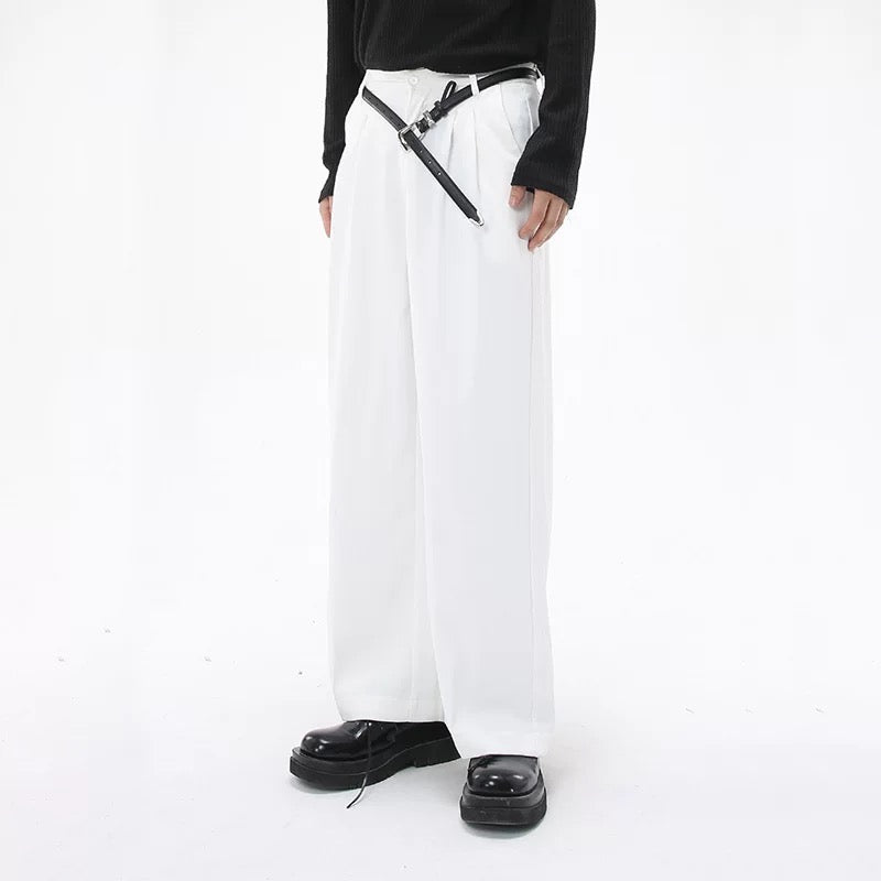 P0115 Korean style loose and personalized simple drapey straight casual trousers
