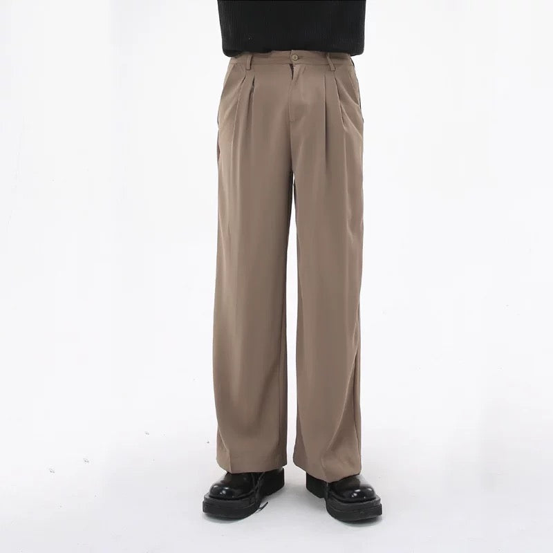 P0115 Korean style loose and personalized simple drapey straight casual trousers