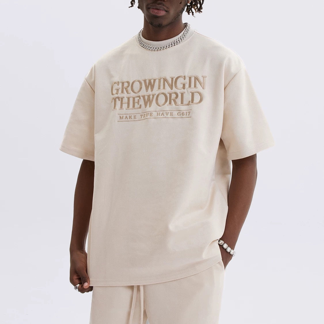 S0037 American Oversized Letter Embroidery Short Sleeve T-Shirt