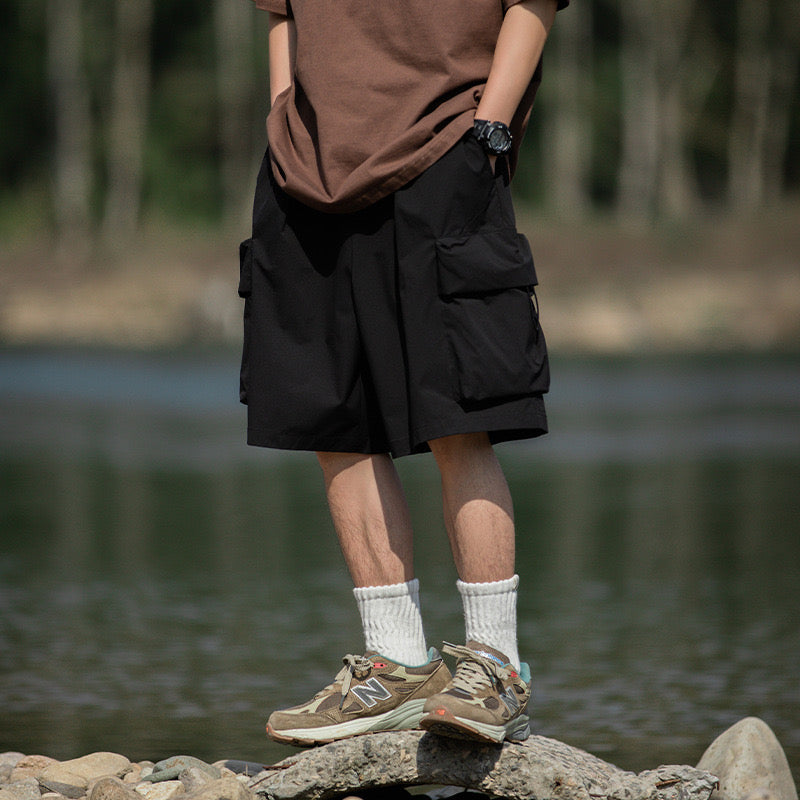 P0024 Japanese Cubic Big Pockets Oversize Cargo Shorts Pants