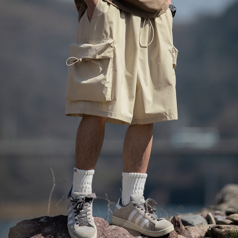 P0024 Japanese Cubic Big Pockets Oversize Cargo Shorts Pants