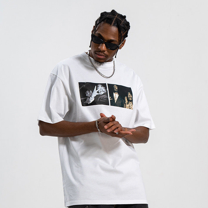 S0057 Oversize America Vintage Photo Print Short Sleeve T-Shirt