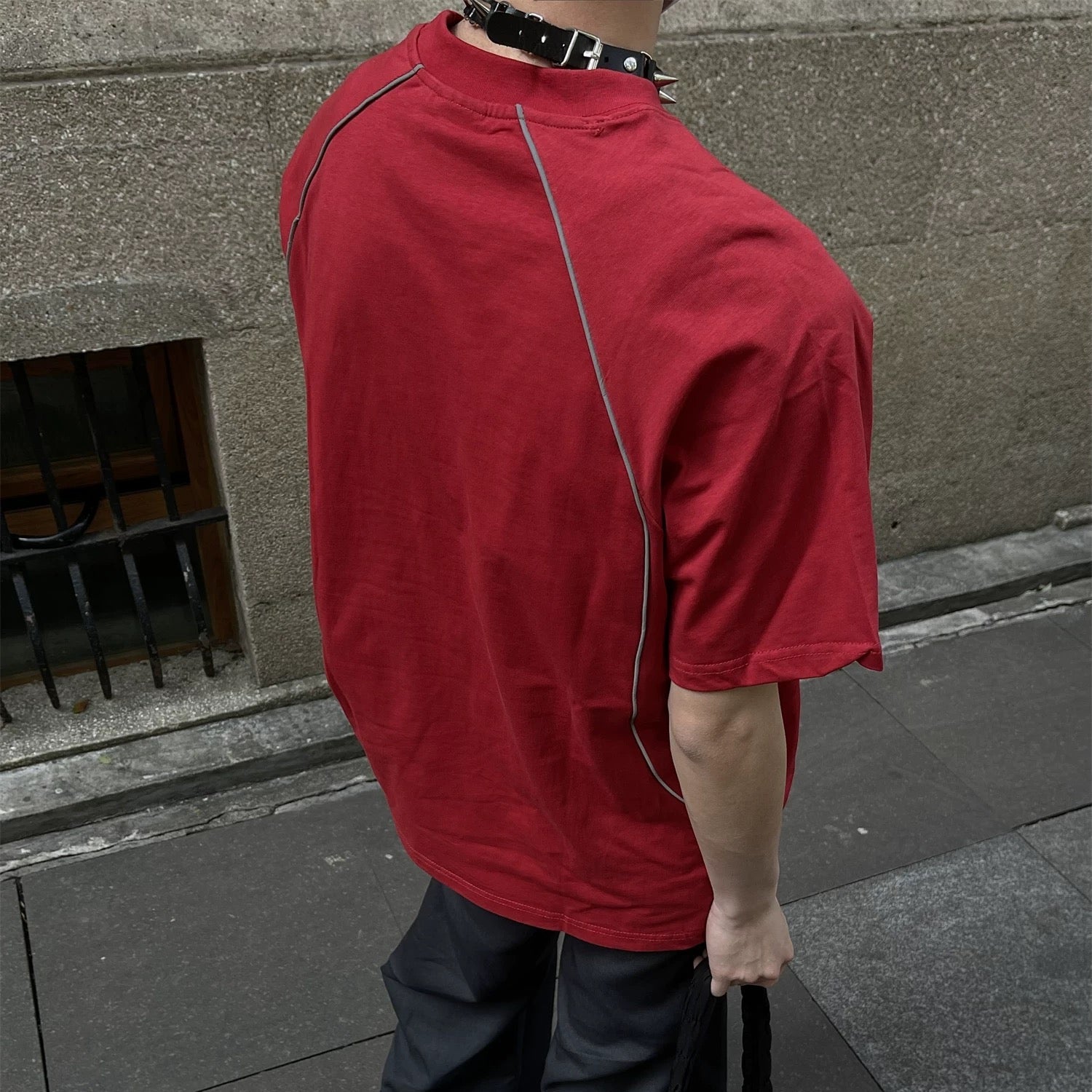 S0073 America Style Vintage Choizeoffcl Letter Print Oversize Sport T-Shirt