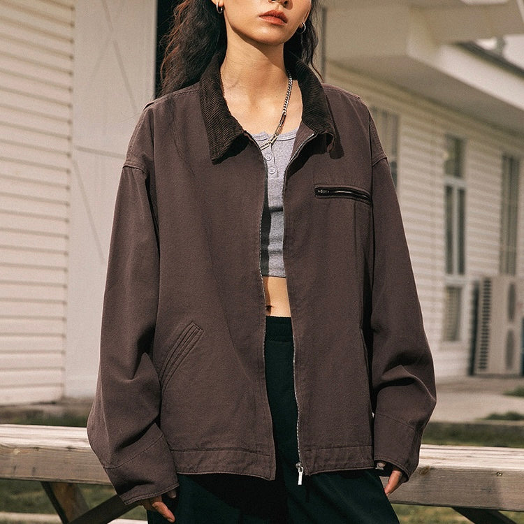 S0074 American Vintage Corduroy Oversize Cargo Jacket