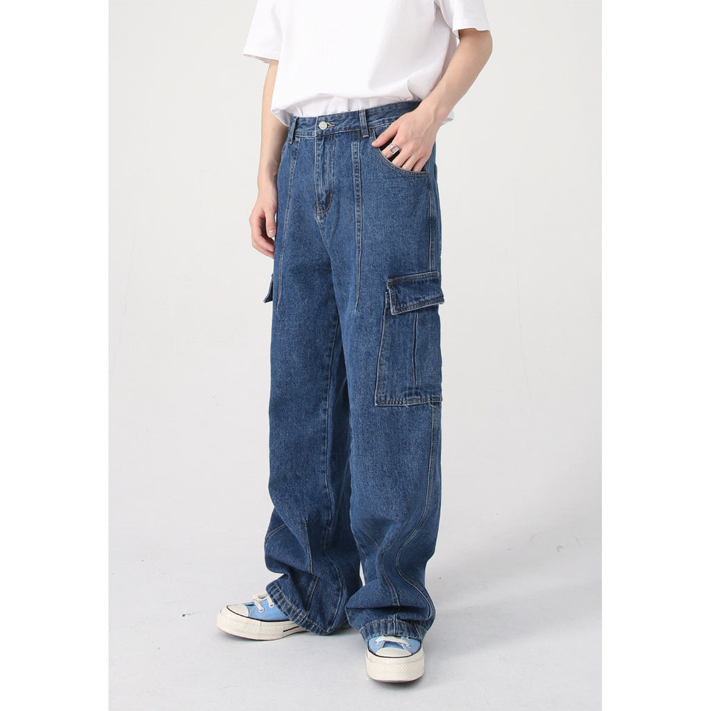 P0040 American Vintage Loose Casual Large Pocket Cargo Jeans