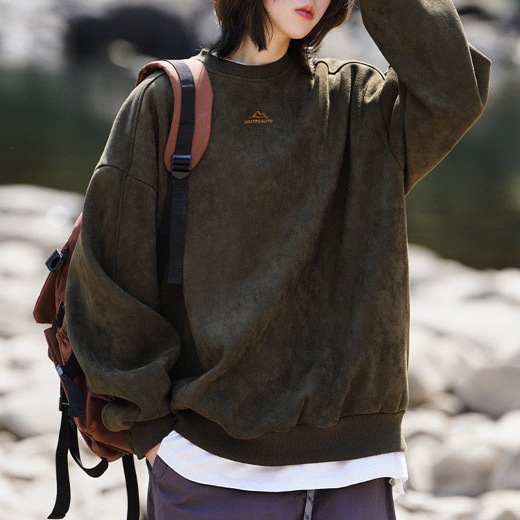 S0120 350g Japanese retro mountain style loose heavy sweatshirt