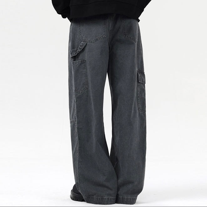 P0101 America Style Vintage Design Oversize straight Cargo Pants