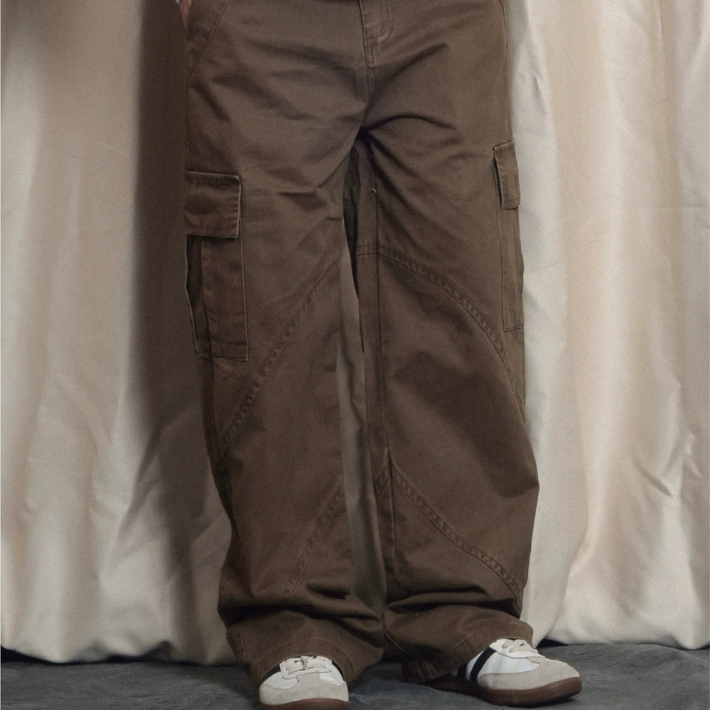 P0108 American retro washed distressed pocket straight casual Cargo Pants