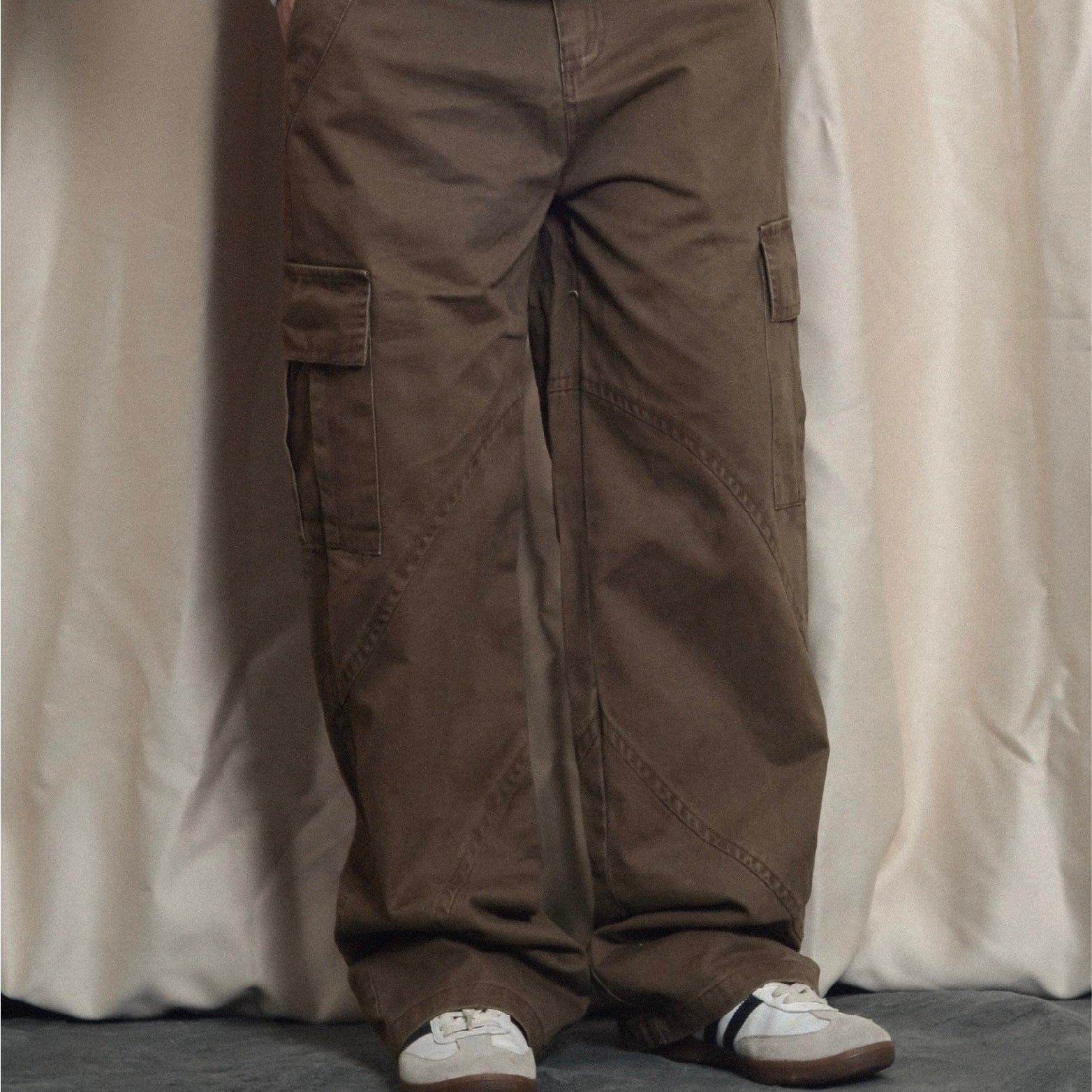 P0108 American retro washed distressed pocket straight casual Cargo Pants