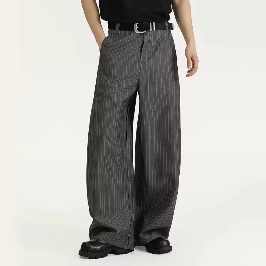 P0217 American retro curved line design loose wide-leg casual trousers