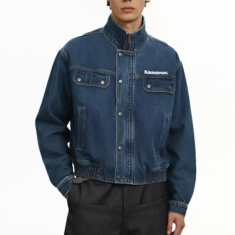 S0436 American Style Blue Short Wide Workwear Denim Jacket