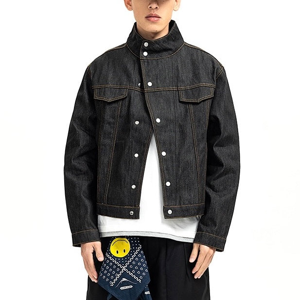 S0438 American retro stand-up collar denim jacket