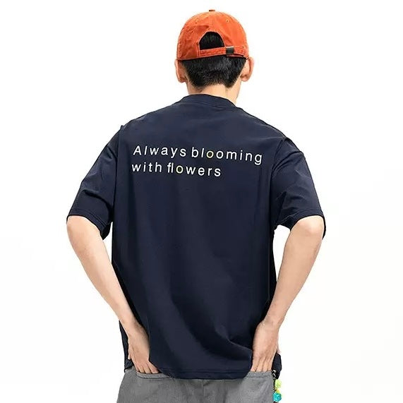 S0441 American Retro Simple Letter Print Trendy Short-Sleeve T-Shirt