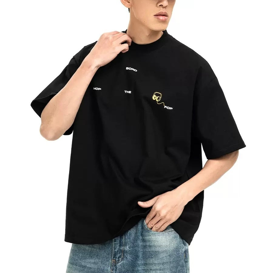 S0443 American retro lettering minimalist short-sleeved T-shirt