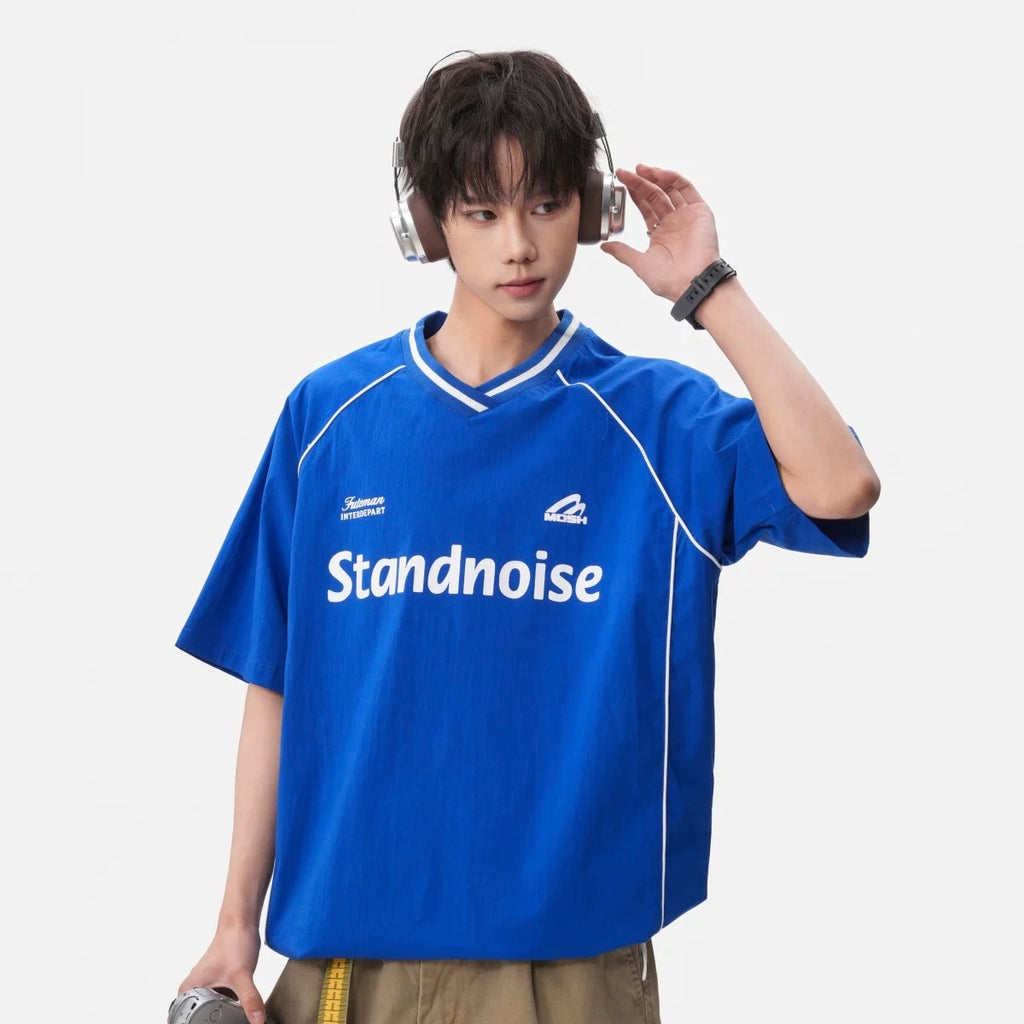 S0445 American Retro Sporty Letter Print Short-Sleeve