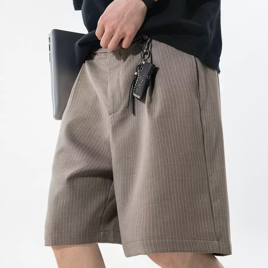 P0220 Japanese Retro Striped Textured Suit Shorts