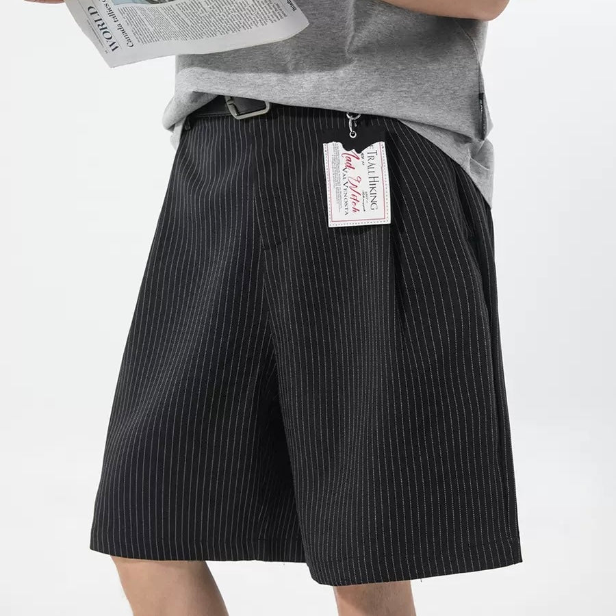 P0220 Japanese Retro Striped Textured Suit Shorts