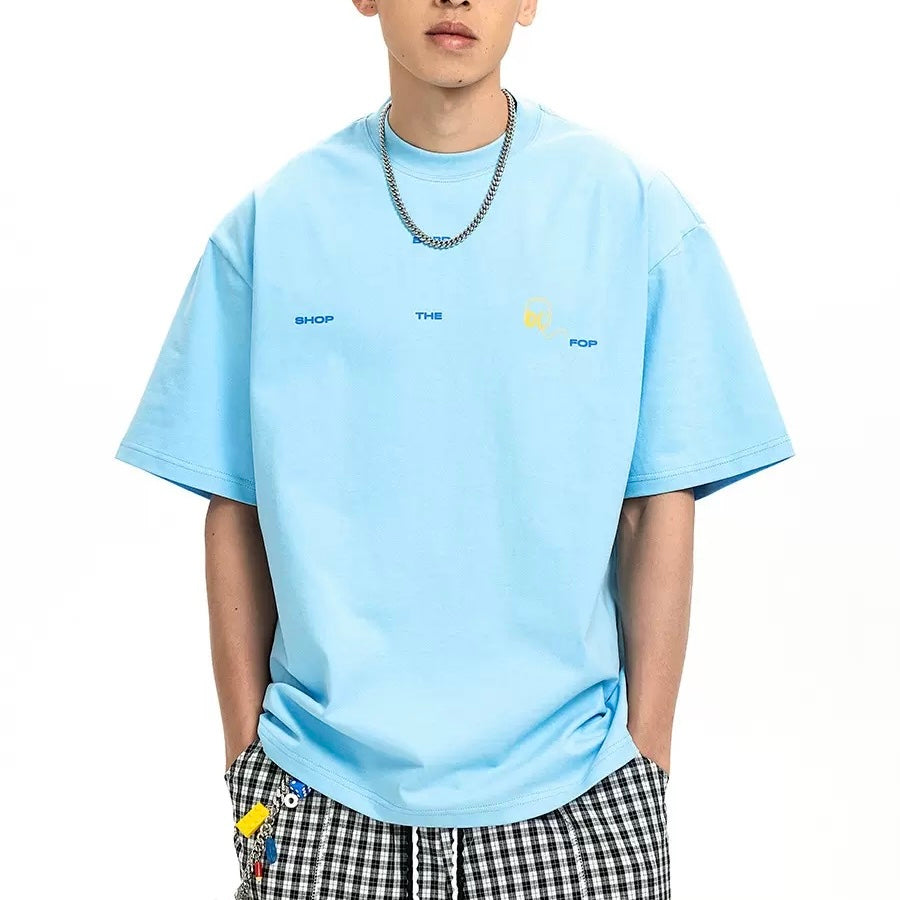 S0443 American retro lettering minimalist short-sleeved T-shirt
