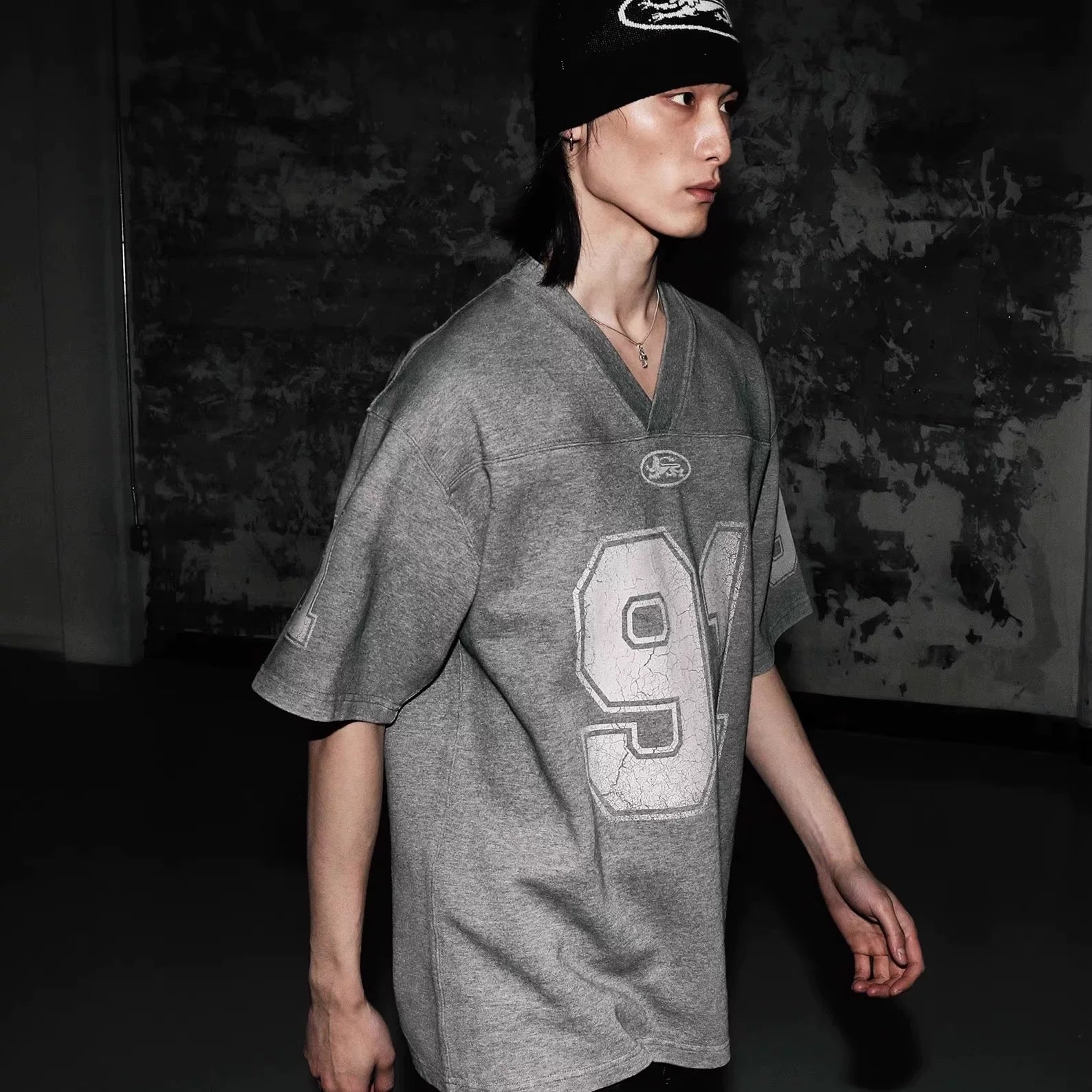 S0329 Badblood American textured tie-dye V-neck jersey T-shirt loose niche street style handsome short-sleeved top