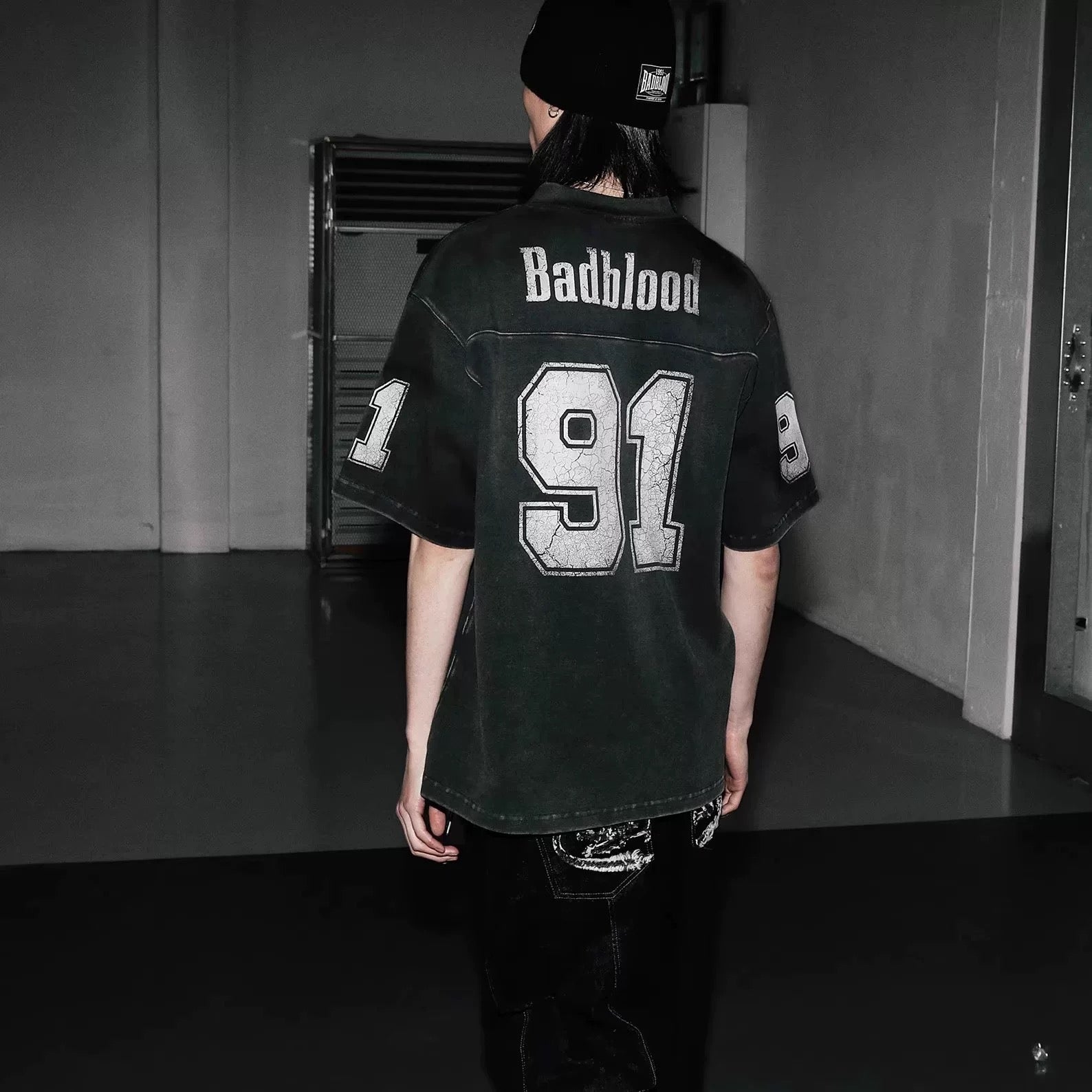 S0329 Badblood American textured tie-dye V-neck jersey T-shirt loose niche street style handsome short-sleeved top
