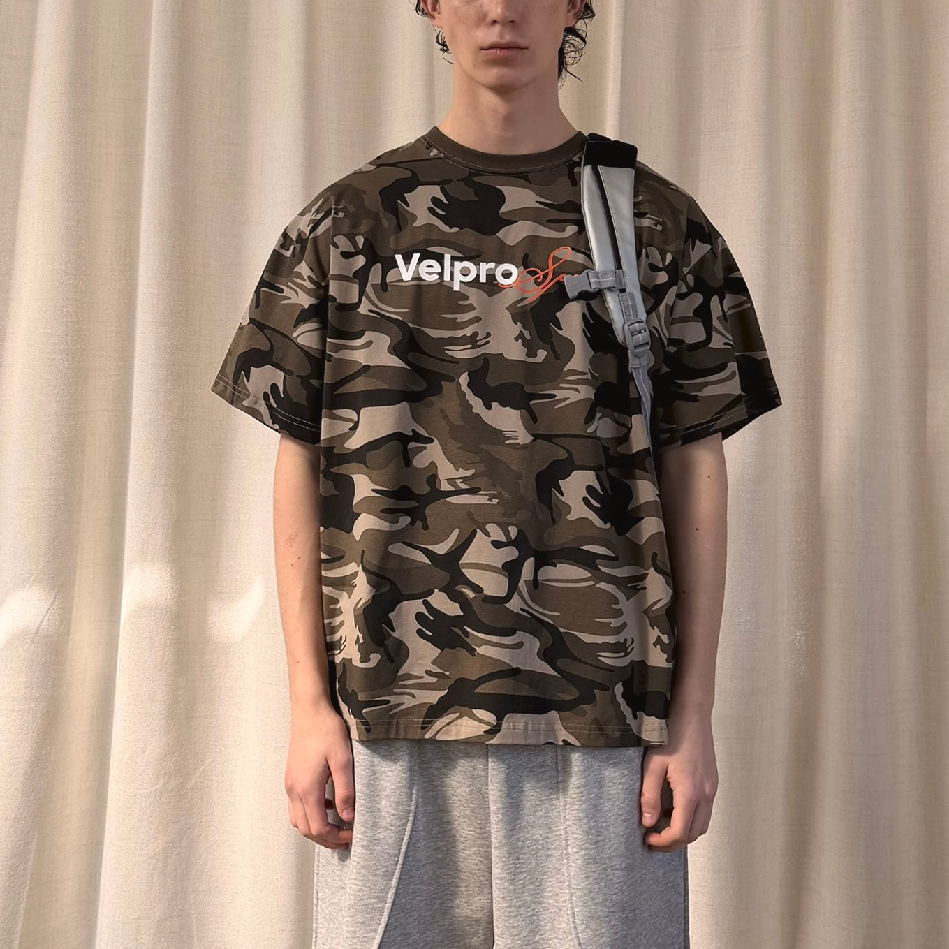 S0453 American-style camouflage letter design loose short-sleeved T-shirt