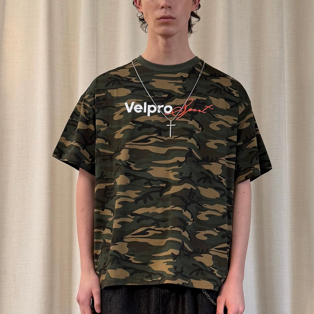 S0453 American-style camouflage letter design loose short-sleeved T-shirt